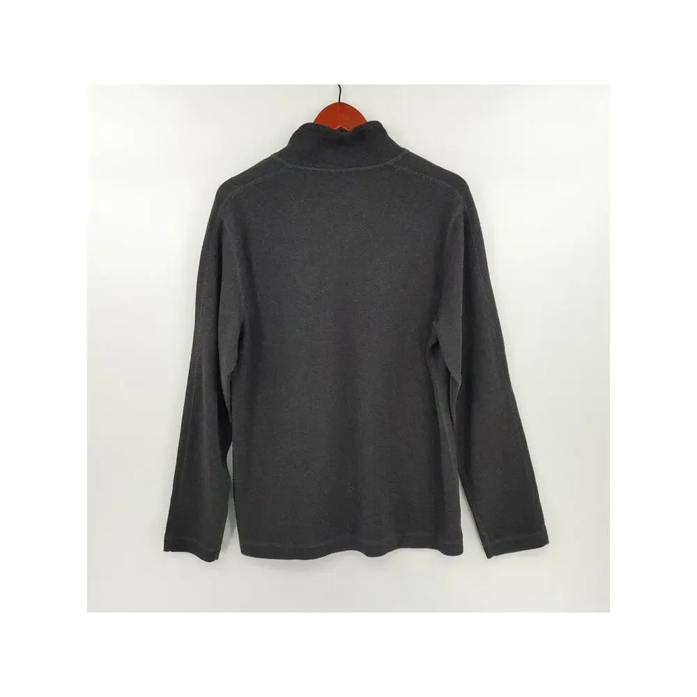 Banana Republic Sweater Mens Medium Heather Gray 1/4 Zip‎ 100% Cotton Jumper